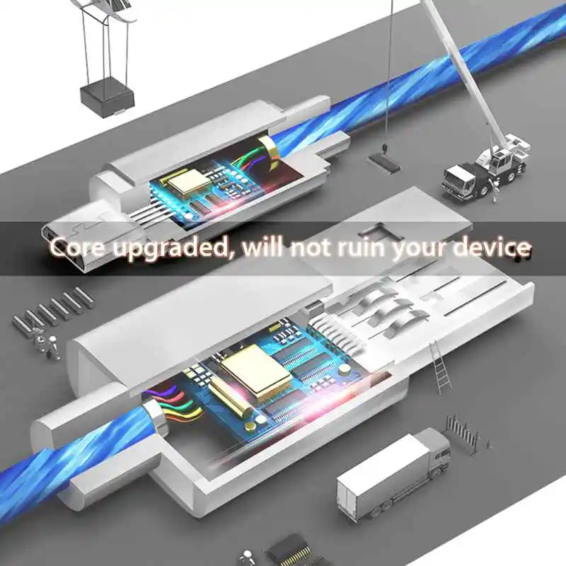 Светодиодный светящийся зарядный кабель USB type C Micro USB 8 контактный кабель для зарядки для iPhone X 8 samsung Galaxy S9 S8 зарядный провод шнур