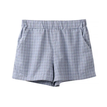 

Women sleep bottoms cotton home pants shorts plaid pants