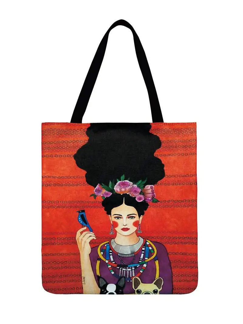 Fashion Shopping Modern Fashion Art Girls Painting Printed Tote Bags Ladies Shoulder Bag Women Casual Tote Outdoor Beach Bagbag 