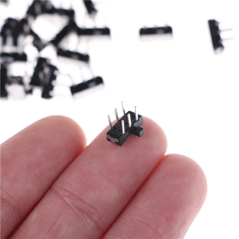 50PCS 3 color 0.90*0.30*0.70cm 6 Pin Micro Toggle Switch DPDT PCB Panel Mount Mini Slide Switchs Accessories
