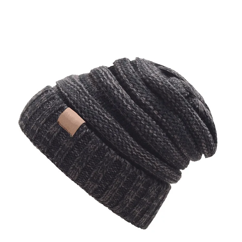 Black Gray Новинка,, Европейский и американский стиль, Осень-зима, AliExpress, маркировка CC, вязаная шерстяная шапка, набор головных уборов, уличная шапка - Цвет: Black Gray