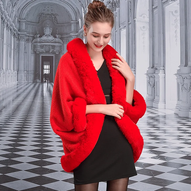 #*Cheap A3 European and American Autumn and Winter Clothing Faux Fur Coat Women Thickened Lamb Wool Cloak