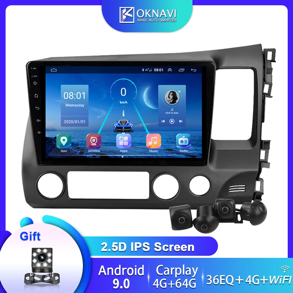 

For Honda Civic Car Radio 2006-2011 Multimedia CD DVD Stereo Player Audio Autoradio GPS Navigation Carplay DSP 360 Sony Camera