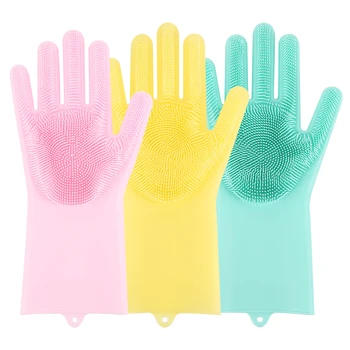 

A1PC 2 in 1 Silicone Cleaning Gloves Magic Silicone Dish Washing Gloves Car Washing Silicone Gloves