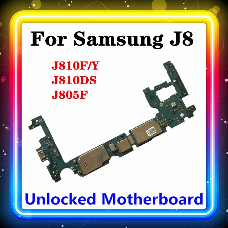 Для Samsung Galaxy J8 J810F J810DS J805F материнская плата 32G/64G Android OS Одиночная/двойная SIM с чипом