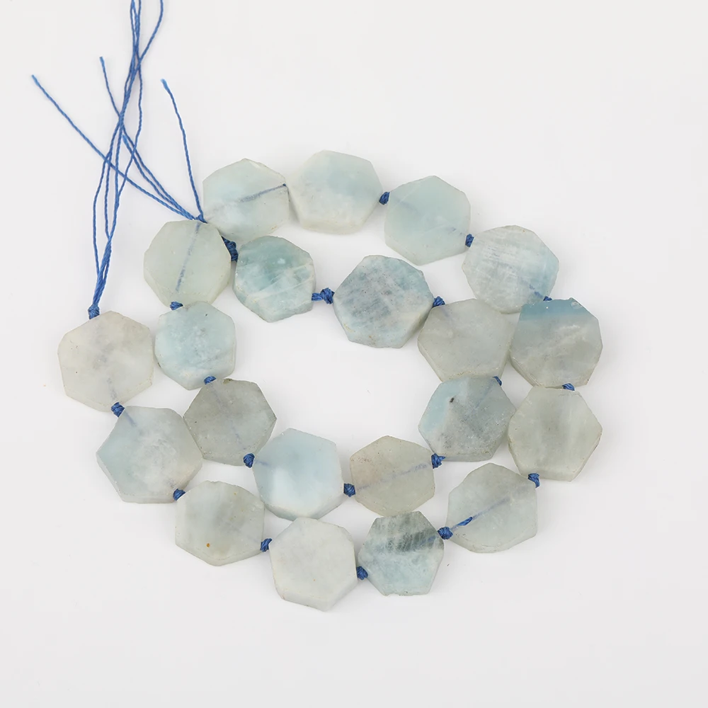 Aquamarine Ожерелье с подвеской из натуральных шестиугольных бусин, шестиугольные бусинки для изготовления браслетов, XT-10AMDJ - Цвет: Aquamarine