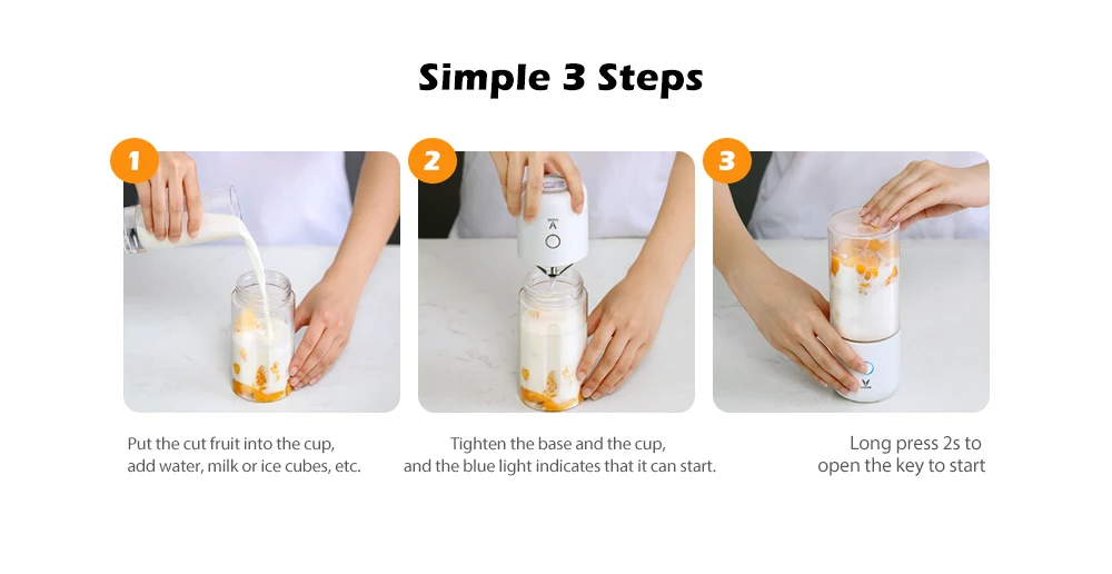 VIOMI 350ml Large Capacity Rechargeable Power Motor Food Grade Material Juicer Cup from Xiaomi youpin
