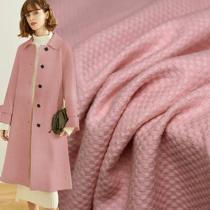 Красное малиновое фиолетовое розовое твидовое шерстяное пальто из шерстяных материалов, зимнее женское пальто, куртка, прошитая ткань