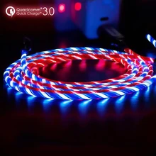 1 м светодиодный светящийся зарядный кабель для huawei P30 P20 Pro Xiaomi Mi8 Max 3 htc Micro usb type C зарядное устройство для мобильных телефонов