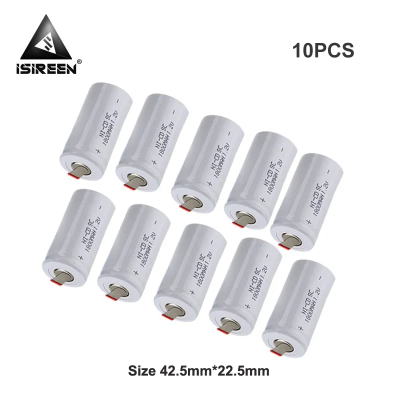 10PCS Ni-CD 1800mAh 1,2 V DIY 6V 7,2 V 9,6 V 12V 14,4 V перезаряжаемые пакеты батарей SC батареи элемент Subc Ni аккумулятор CD Электрический инструмент - Цвет: 10PCS