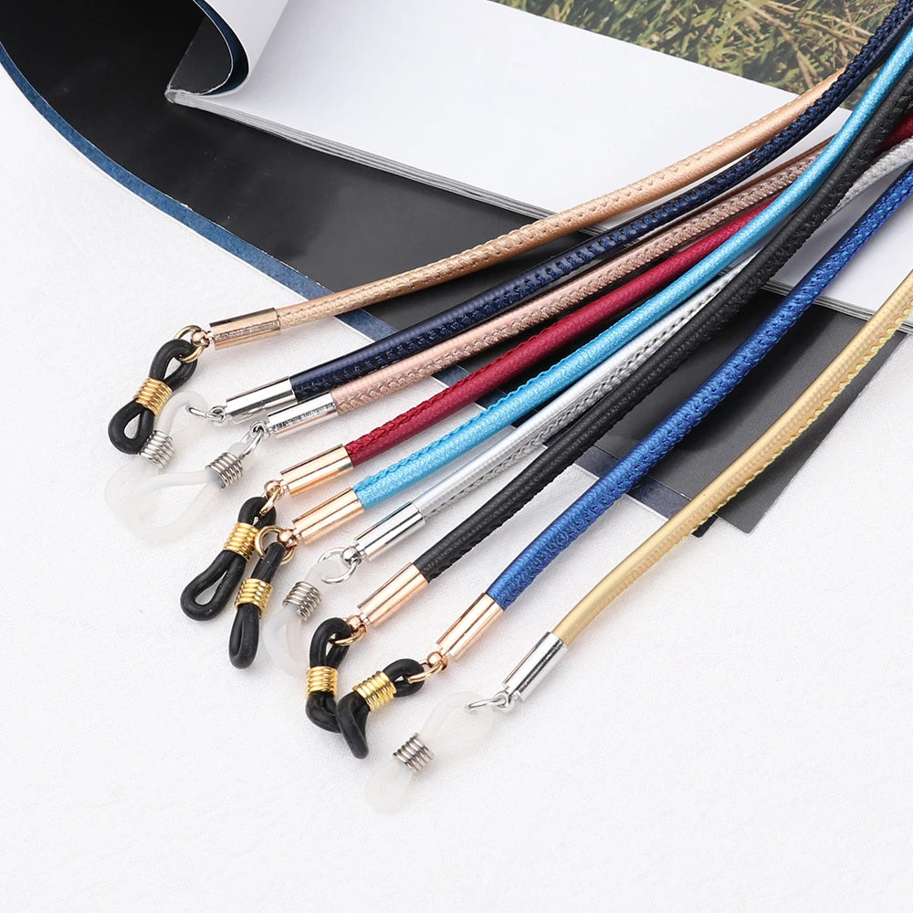 

1Pcs Thick PU Leather Glasses Neck Strap String Rope Band Anti-Slip Eyeglass Cord Adjustable End Glasses Holder Lanyard Eyewear