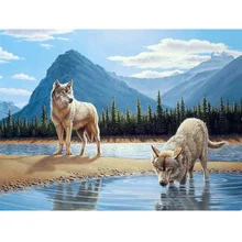 Стразы 5d с изображением волков, алмазная вышивка на заказ, круглая вышивка крестом, животное, алмазная живопись, рукоделие