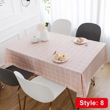 

140*180cm Tablecloth Dustproof Rectangle Table Cover Slip Resistant Simple Plaid Style DC112