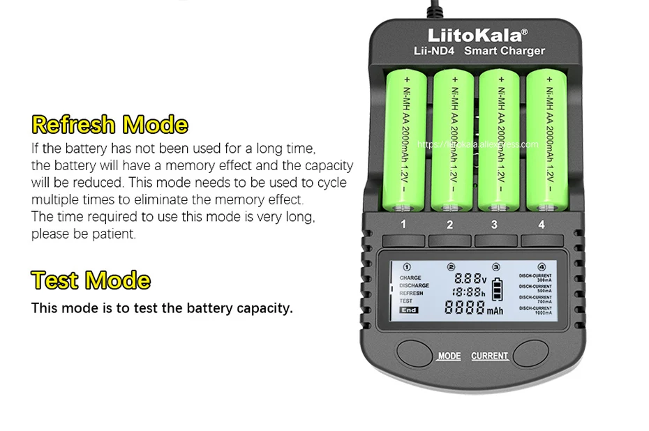 LiitoKala Lii-ND4 NiMH/Cd зарядное устройство aa зарядное устройство ЖК-дисплей и тестовая емкость батареи для 1,2 в aa aaa и 9 В батареи