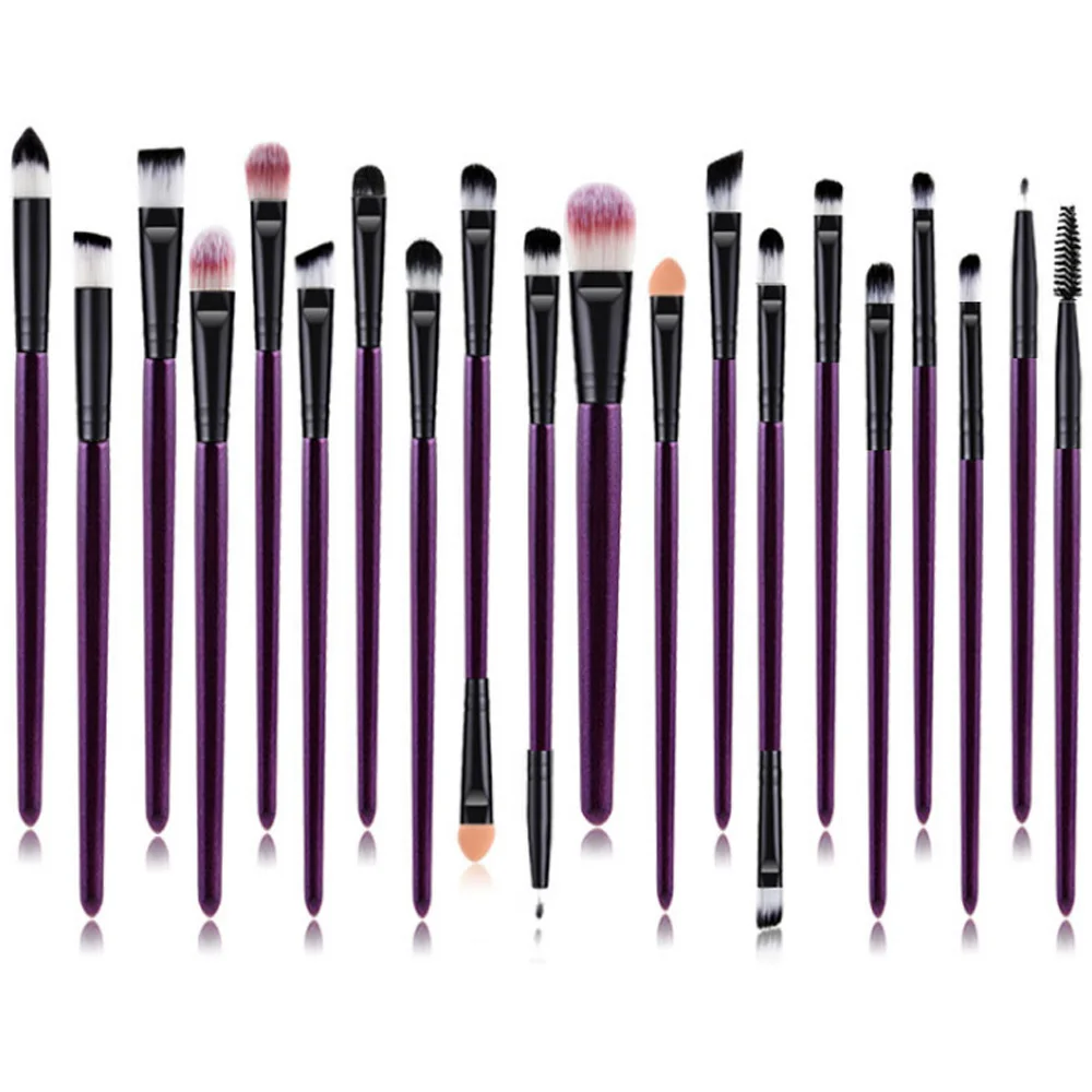 Purple black 200 20 шт./компл. набор кистей для макияжа, тени для глаз, пудра, румяна основание смешивания подводка для глаз бровей щетка для ресниц Красота ящик для инструментов - Handle Color: Purple black 200