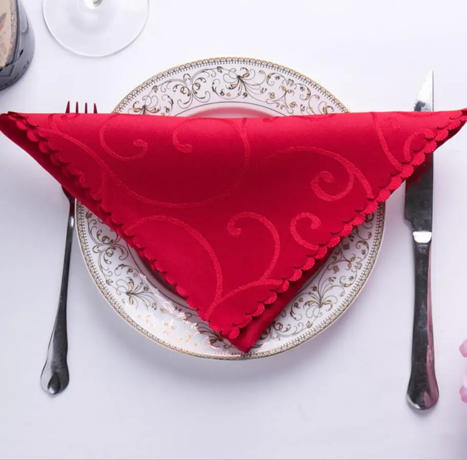 Wedding Napkin 10PCS Jacquard Damask Pattern Design Banquet Party Hotel Show Decoration