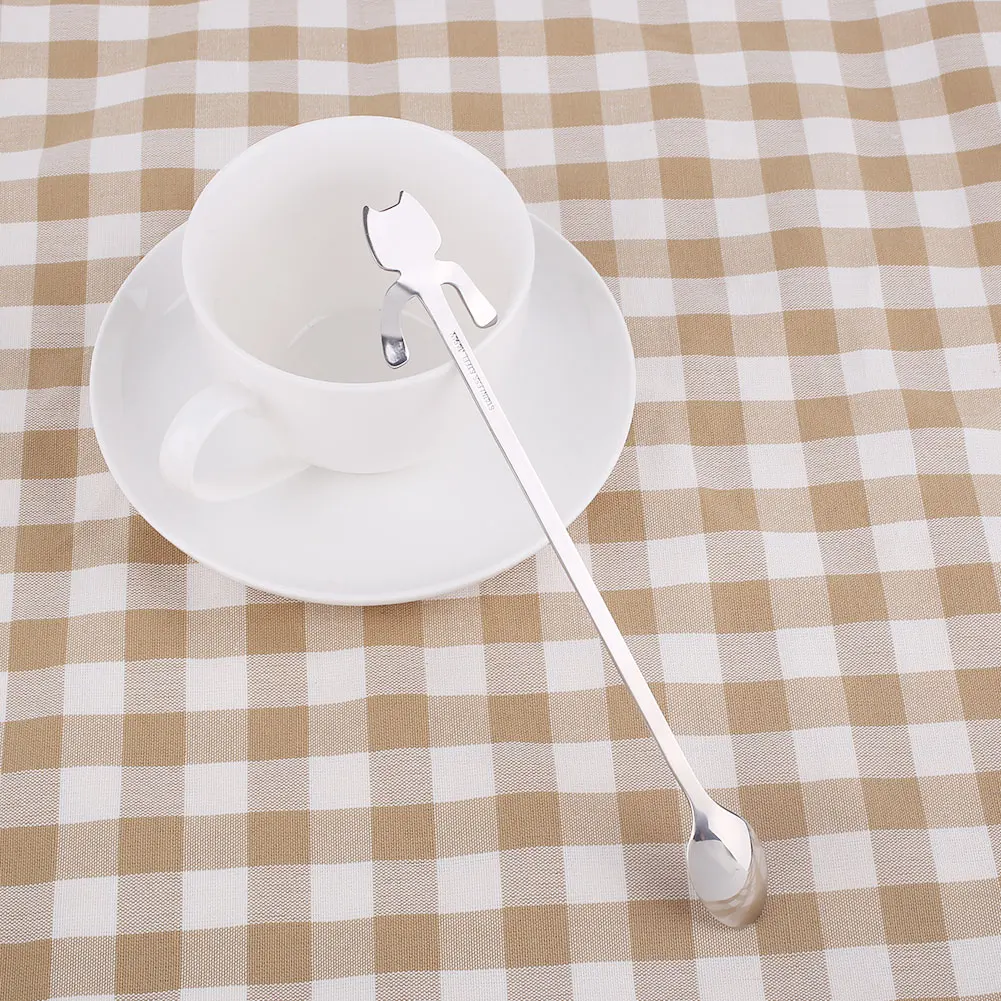 Cat Steel Coffee Soup Tea Spoon Ice Cream Cocktail Kitchen Tableware Teaspoons