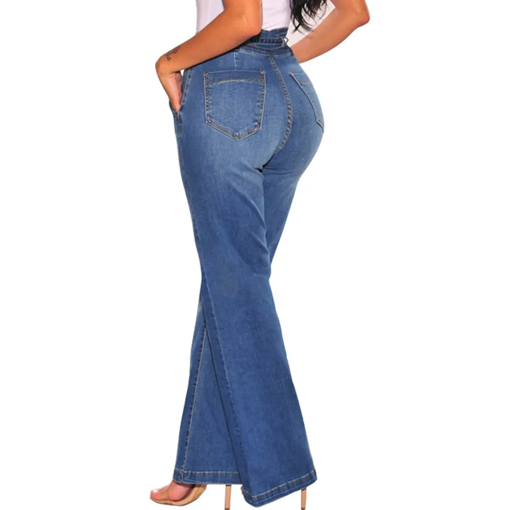 Jaycosin женские Стрейчевые свободные джинсы с высокой талией на шнуровке, широкие брюки, джинсовые осенние джинсы, ретро женские брюки, джинсовые брюки, femme 87
