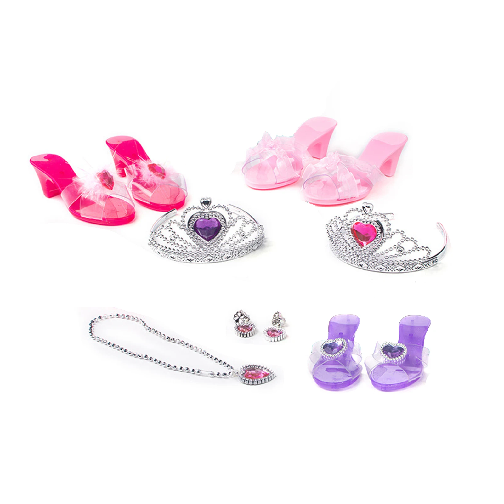 Princess Jewelry Decorate Necklace Earrings Shoes Pretend Play Sets For Birthday Girls Dress Up Birthday Gift Toy