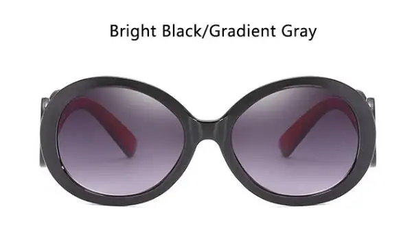 bright black gray Элегантные ретро солнцезащитные очки в стиле барокко, женские роскошные брендовые Дизайнерские Большие Овальные Солнцезащитные очки, винтажные черные солнцезащитные очки Oculos de Sol - Цвет линз: bright black gray
