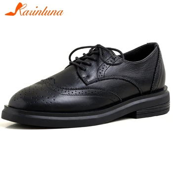 

Karinluna 2020 New Arrivals Genuine Leather Office & Career Flats Woman Shoes Women Lace Up Comfortable Shoes Woman Flats Female