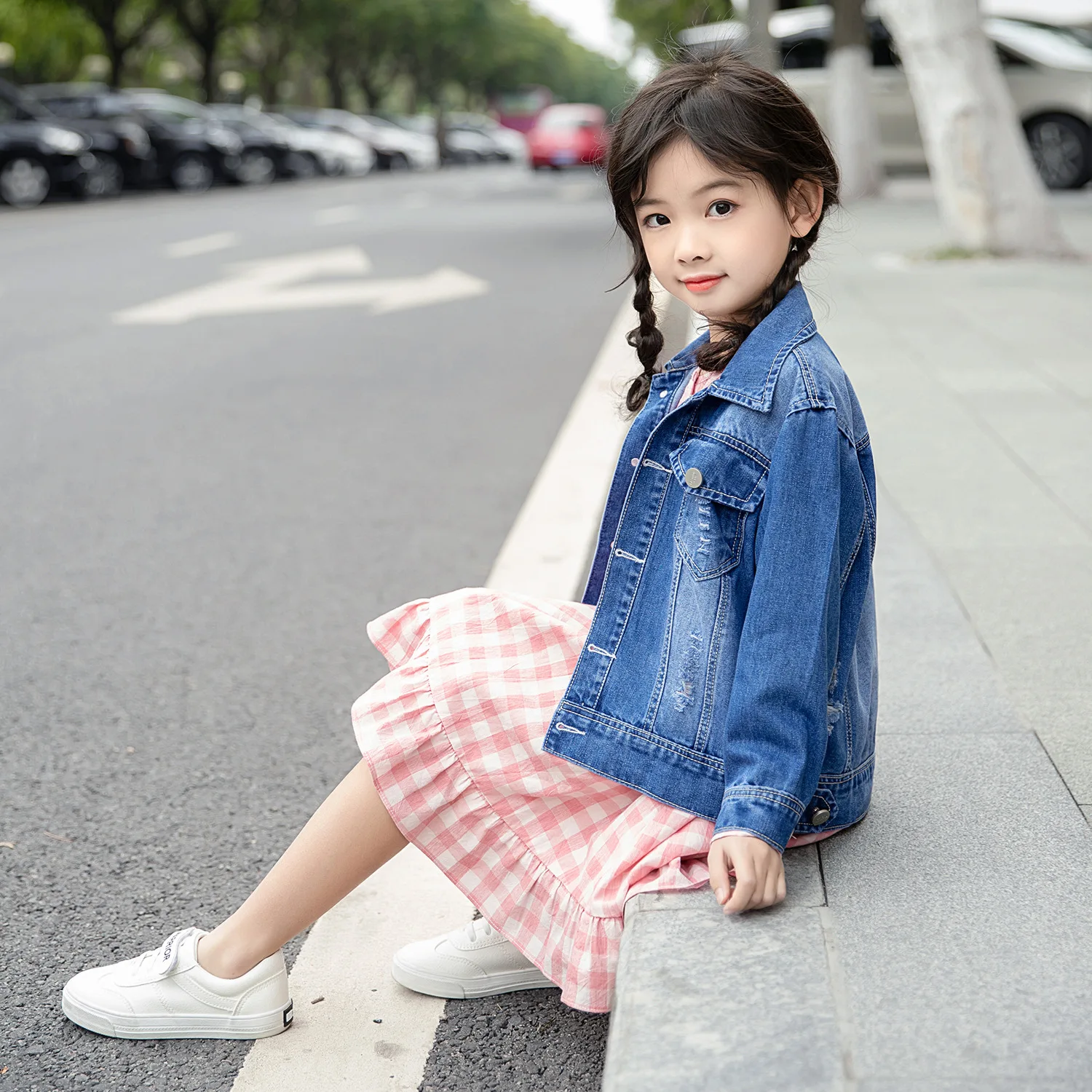 

2019 Autumn New Style Kids' Coat Korean-style Girls Tops Jeans Coat KID'S Jacket Fashion