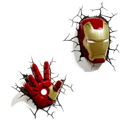 Marvel, Мстители, 3D светодиодный настенный светильник, для спальни, гостиной, креативная новинка, ночной Светильник для Железного человека, Человека-паука, Халка, Капитана Америки