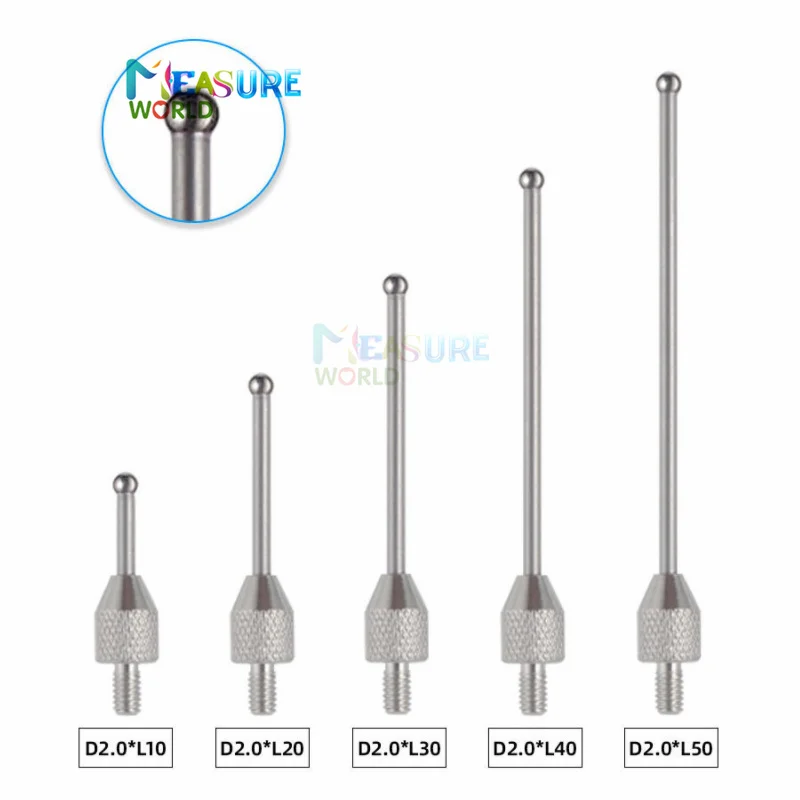 2mm Ruby Tungsten Steel Head OD 10mm 20mm Measure Length M2.5 Thread Micrometer Height Lever Dial Test Gauge Tip Indicator Probe test gauge probe