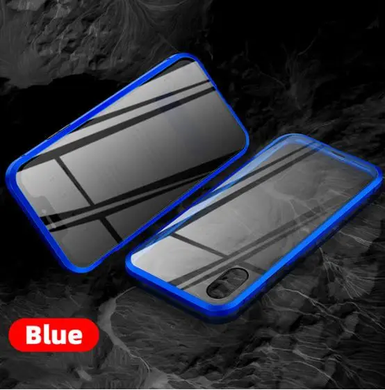blue Анти-пип конфиденциальности Магнитный стеклянный чехол для телефона для iPhone 11 Pro Max двухсторонний антишпионский чехол для iPhone 7 8 Plus X XS XR - Цвет: blue