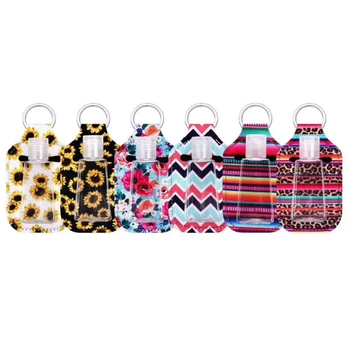 

New 5 Sets/6 Sets Empty Refillable Flip Cap Bottle and Holder Keychain Wristlet Lanyard Kits Hand Sanitizer Liquid Dispenser
