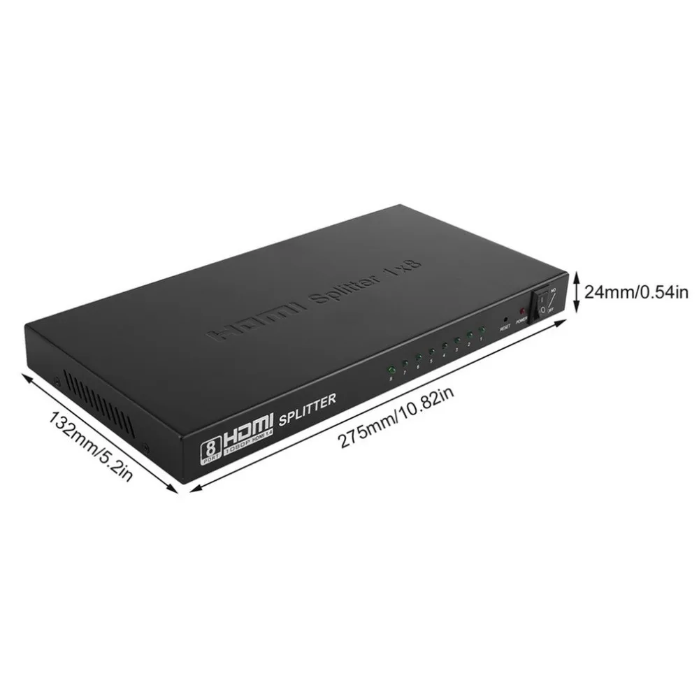 8 портов HDMI видео сплиттер аудио усилитель 3D Full HD 1080p 1 в 8 Выход HDMI концентратор коробка Коммутатор для HDTV проектор ПК МОНИТОР