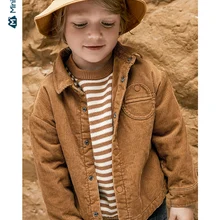 Minibalabala/Детская рубашка для мальчиков; Новинка года; зимняя Вельветовая рубашка с длинными рукавами для маленьких мальчиков