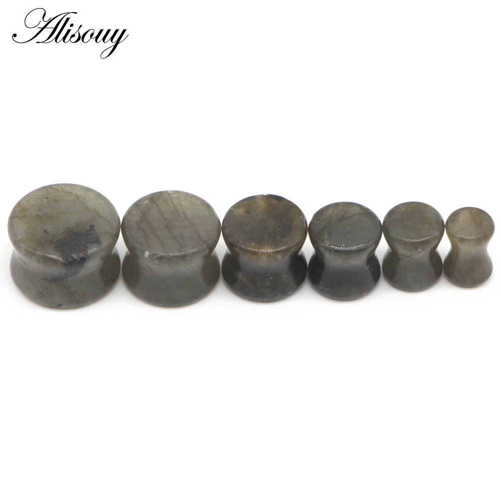 Alisouy 1 пара 11 видов стилей натуральный серьги из органического камня Вилки и тоннелей датчики, на возраст 6-16 мм уха Расширители растяжители тоннелей, бижутерия для пирсинга