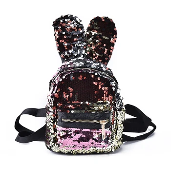 

shinning bling sequins cute big rabbit ears backpack girls women mini travel bag