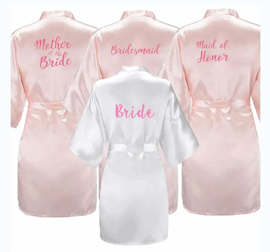 Новая одежда для невесты Румяна халаты свадебный наряд Атласный халат одежда для невесты свадьба