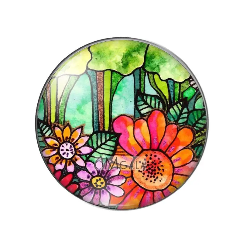 earring components wholesale Watercolorful Sun Flowers Paintings  mixed 10pcs 12mm/18mm/20mm/25mm Round photo glass cabochon demo flat back Making findings Jewelry Findings & Components cheap Jewelry Findings & Components