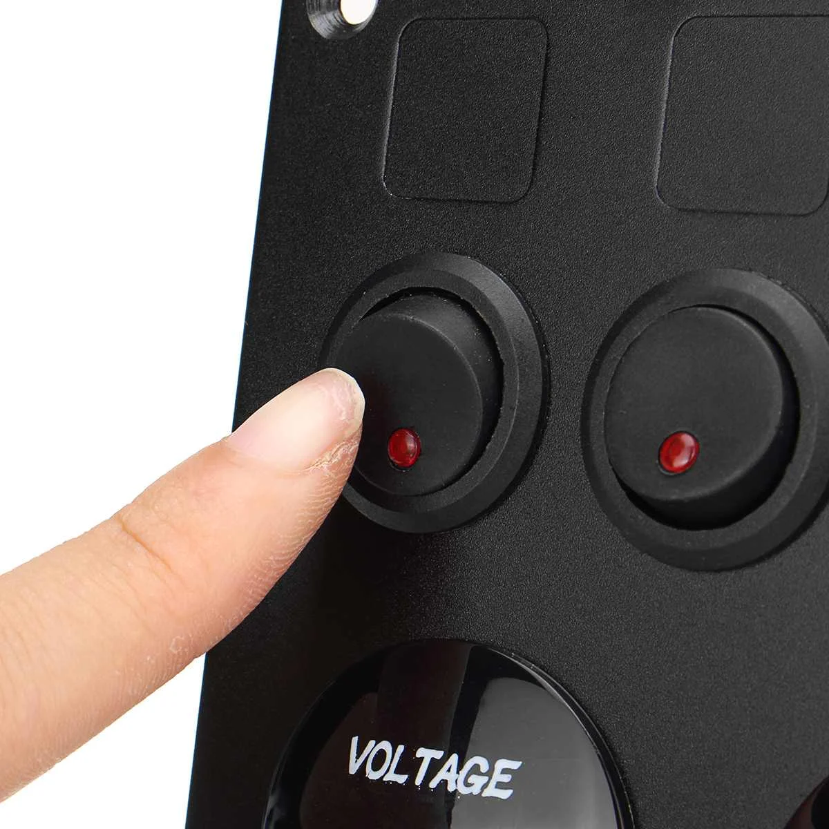 12V/24V Universal 5 Gang Car Marine Boat LED Rocker Switch Panel Circuit Digital Voltmeter Dual USB Port Outlet with DIY sticker