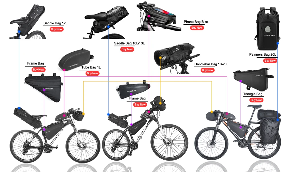 NEWBOLER Bike Front Tube Bag Waterproof Bicycle Handlebar Basket Pack Cycling Front Frame Pannier Bicycle Accessories