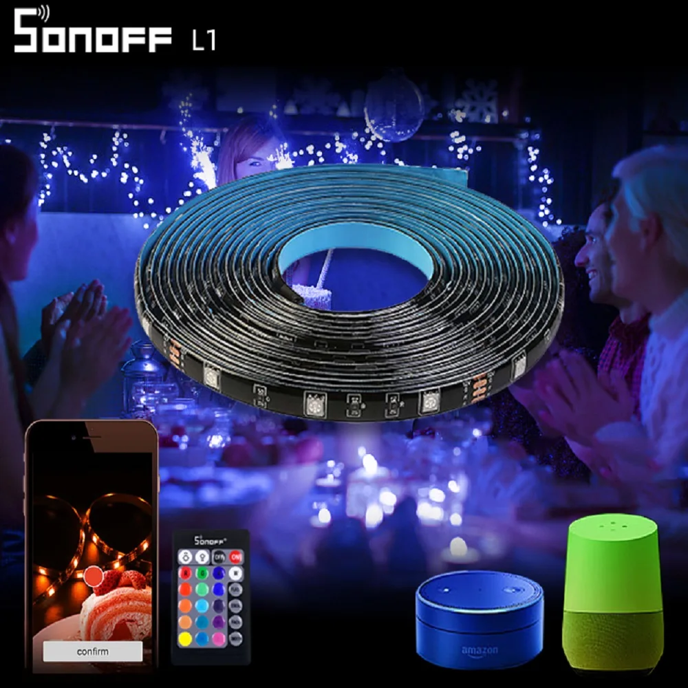 

SONOFF L1 Smart Wifi Led Light Strip Dimmer Waterproof RGB Remote Controller Alexa Google Home for Christmas Decoration Outdoor