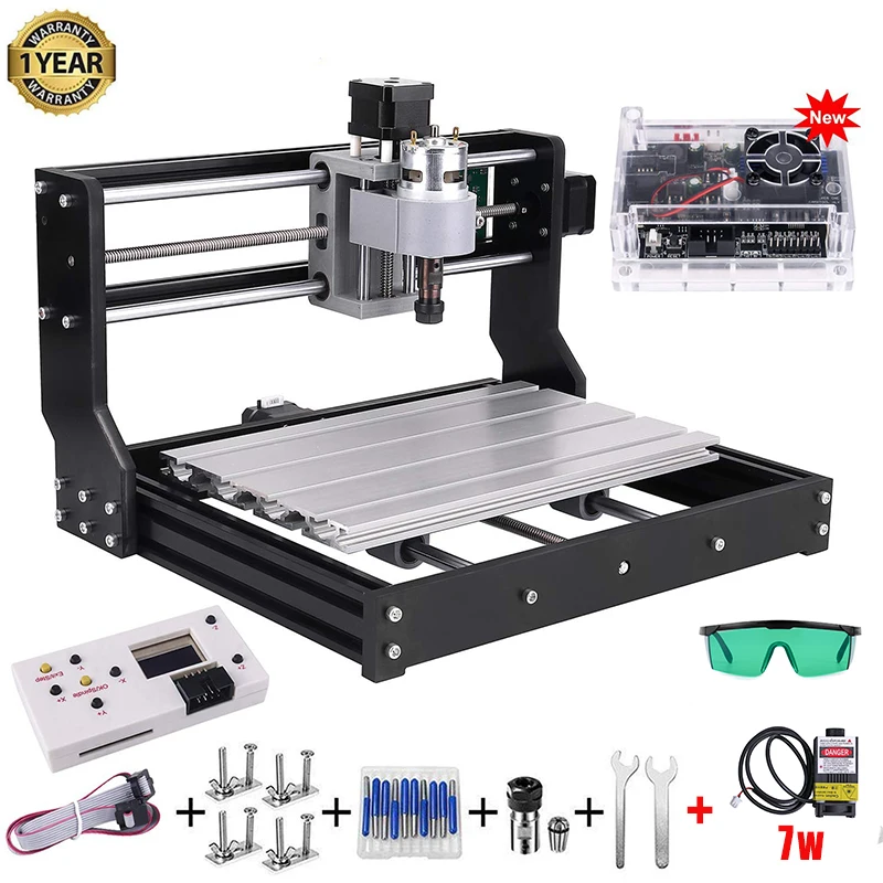 7w laser CNC 3018 Pro лазерный гравер древесины маршрутизатор машина GRBL ER11 DIY Мини гравировальный станок для дерева PCB ПВХ с автономным контроллером - Цвет: 7w laser