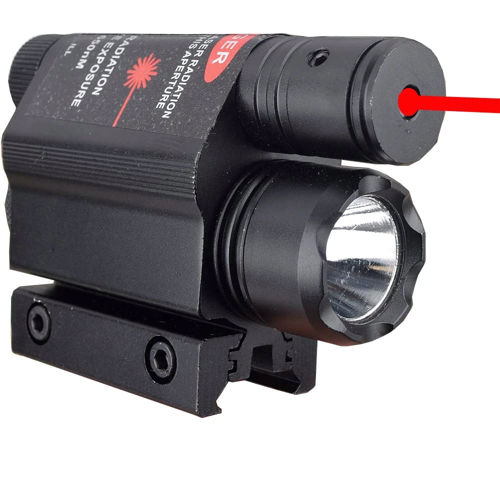 Tactical LED Flashlight Green / Red Laser Sight For 20mm Rail Mini Glock Pistol Gun Light lanterna Airsoft Light-0