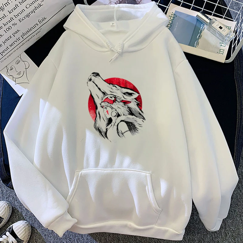 Sudadera capucha de princesa Mononoke para mujer, suéter de Anime japonés de moda, Lobo, manga larga, de gran tamaño|Sudaderas con capucha y sudaderas| - AliExpress