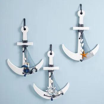 

Creative Ship Anchor Mediterranean Style Decoration Wood Boat Ship Nautical Home Decor Anchor Bar Wall Decoration Garden Fig
