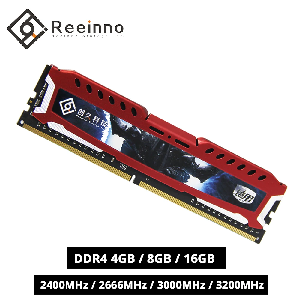 Reeinno оперативная память ddr4 4 ГБ 8 ГБ 16 ГБ 2400 МГц 2666 МГц 288 pin 1,2 в NON-ECC DIMM настольная пожизненная гарантия для ПК компьютерных игр ram s