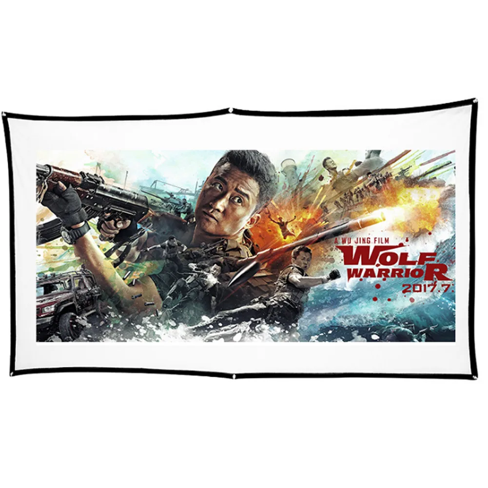 60Inch Projector Screen HD 16:9 Wall Mount LED Projector Screen for Home Theater Office LHB99