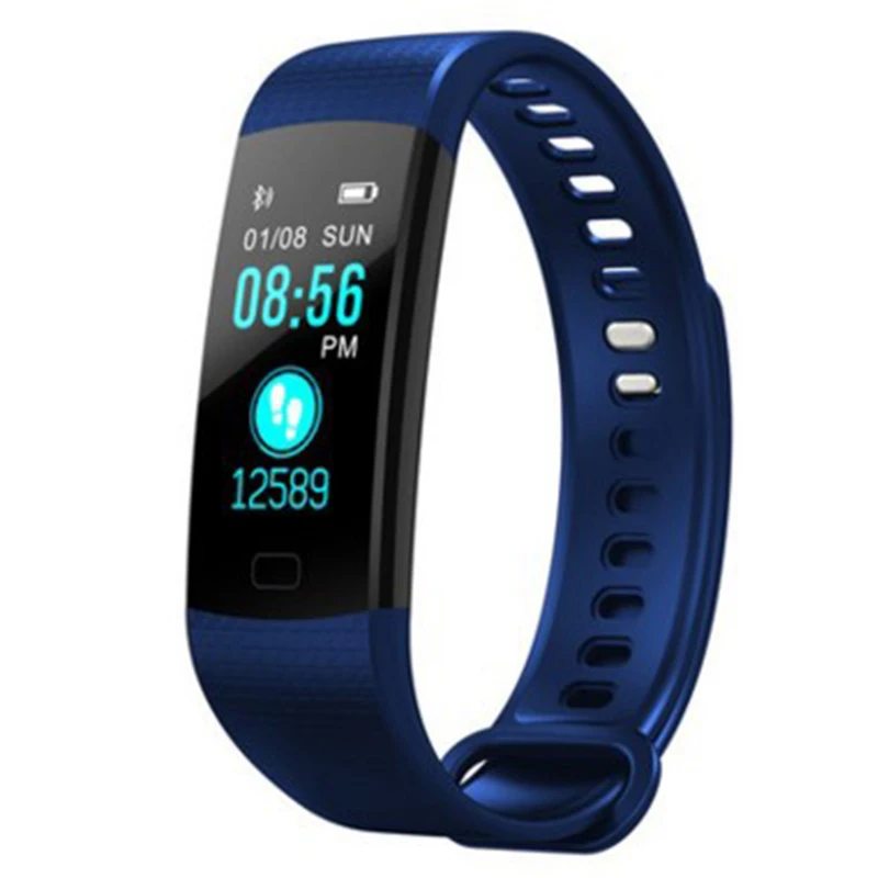 Blue Y5 SmartBand IP68 водонепроницаемый ЖК-монитор сердечного ритма кровяного давления сообщение Push спортивный умный Браслет для Android/IOS - Цвет: Blue