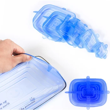 

6/12pcs Silicone Stretch Lids Universal Lid Silicone Bowl Pot Lid Silicone Cover Pan Cooking Food Fresh Cover Microwave Cover