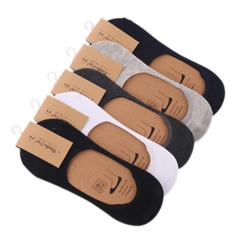 

5 Pairs new Cotton men invisible socks silicone anti - skid, pure color summer Funny socks Wholesale