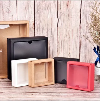 

50pcs Transparent Handmade Soap Kraft Paper Box Jewelry Gift Packaging Box Wedding Favors Candy Box