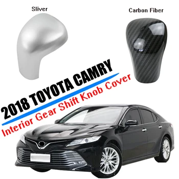 

For Toyota Camry 2018 2019 Sliver&Carbon Fiber Gear Shift Knob Cover Interior Accessories 1PCS
